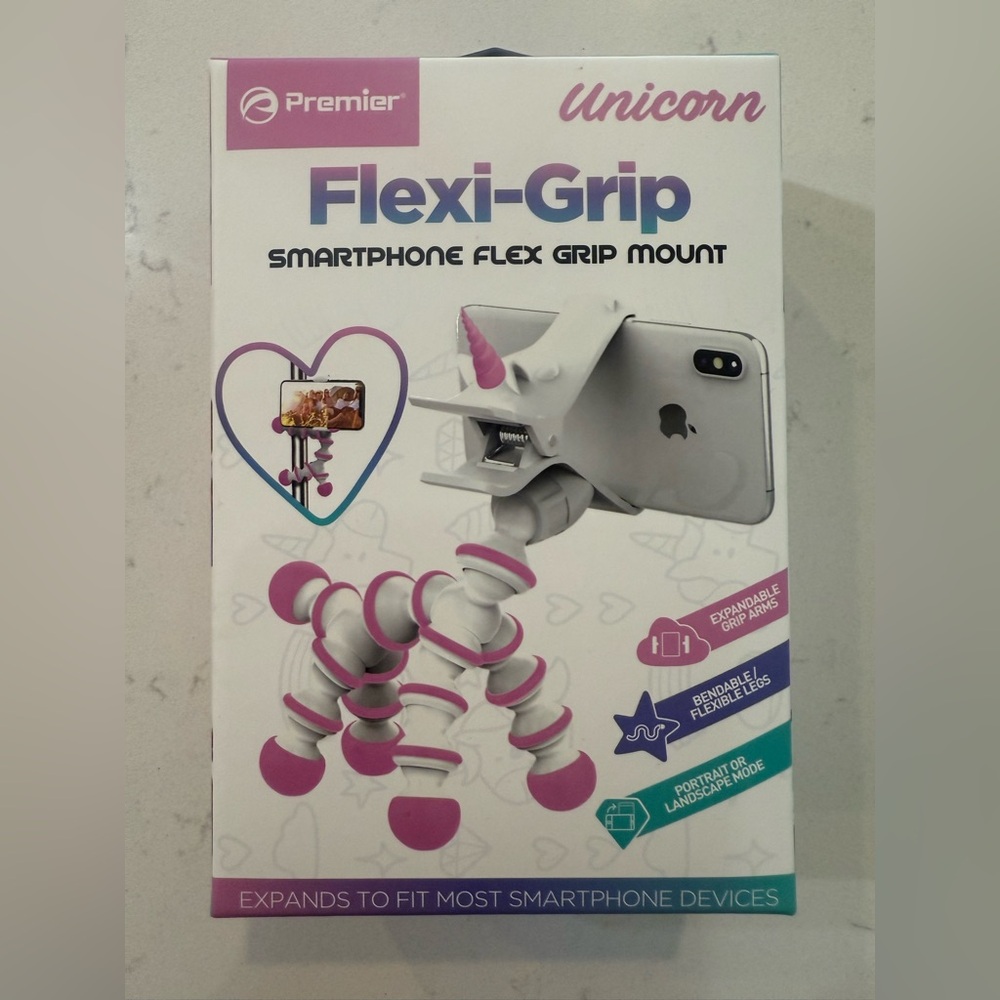 New In Box ~ Premier Unicorn Flexi-Grip Bendable Smartphone Flex Grip Mount Pink